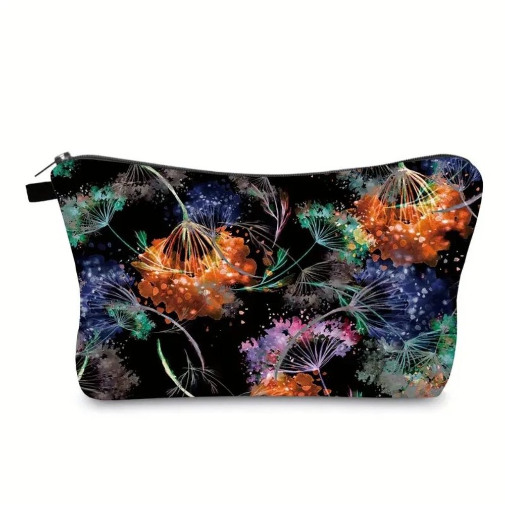 Cosmetic Bag Makeup Pouch Flowers Organizer Travel Hippie Wish Colorful Storage